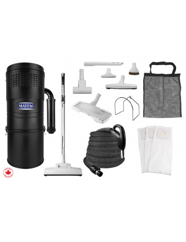 Maytag® Central Vacuum Kit - 660 Airwatts - 35' (10 m) Hose - Air Nozzle - Complete Set of Accessories