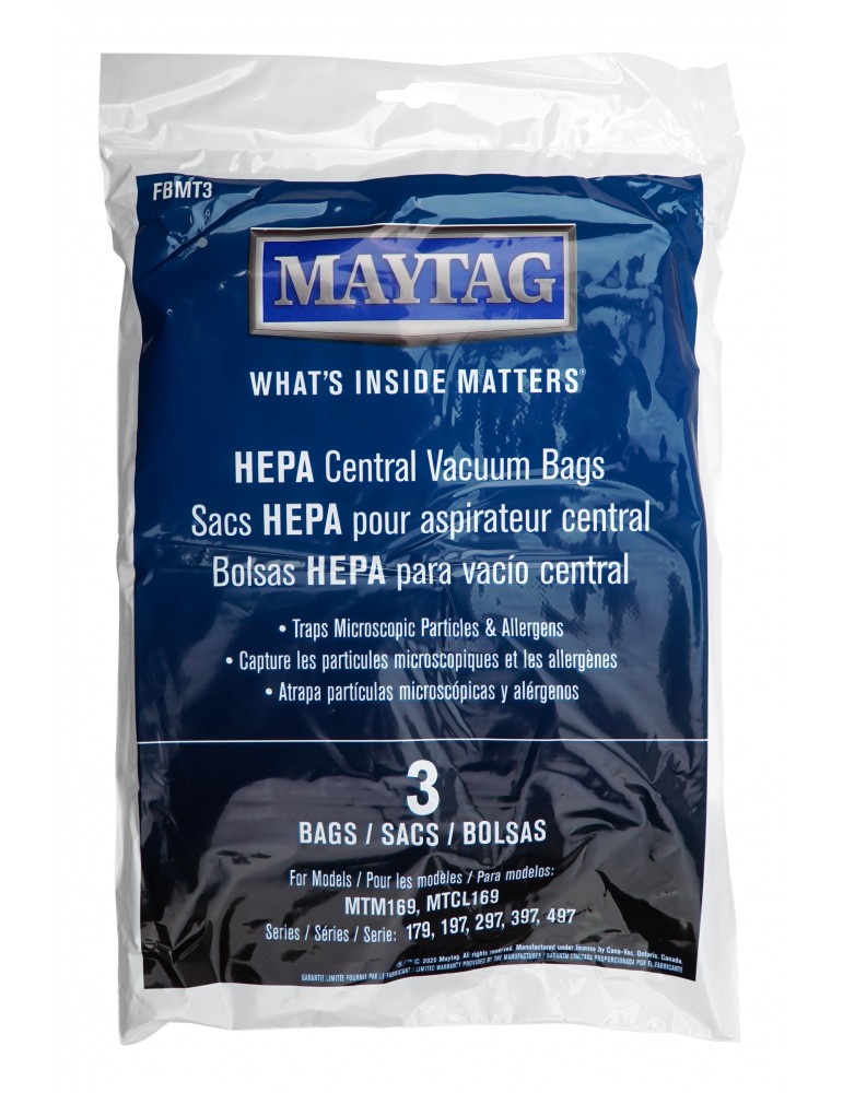 HEPA Microfilter Bags for Maytag® Central Vacuum 3Pack FBMT3