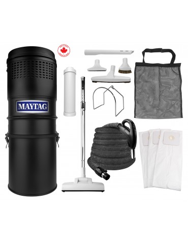 Maytag® Central Vacuum Kit - 566 Airwatts - 30' (9 m) Hose - Air Nozzle - Complete Set of Accessories